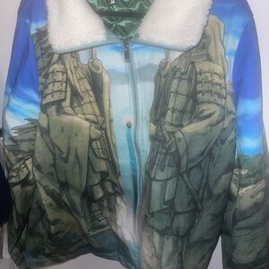 Graphic Jacket with Naruto Statue Design
